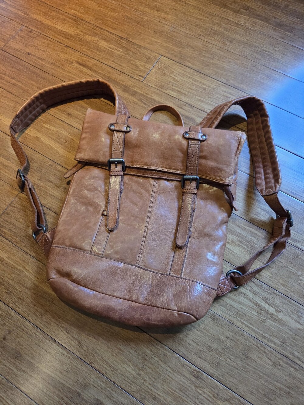 Vilenca Holland Seren Backpack Distressed Leather Tan Brown Unisex Travel Laptop